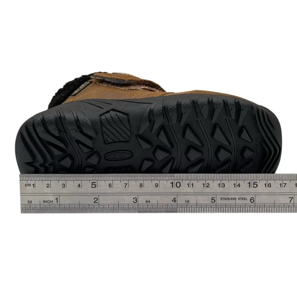 KEEN Toddler Boys Girls Waterproof Leather Boots Size 9 Brown Slip-on Mid Top